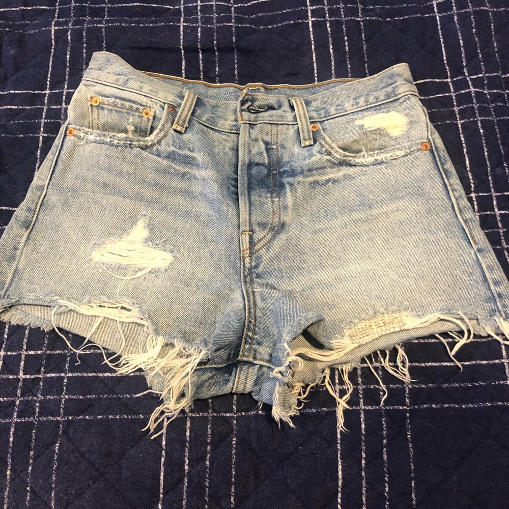 Levi's Light Blue Distressed Jean Shorts